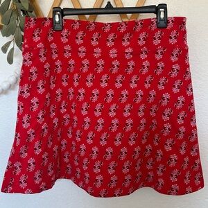 Cuddle Duds Cozy Red Floral Skort Skirt